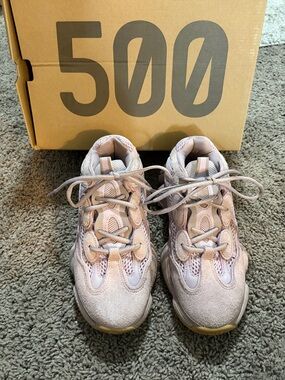 Yeezy 500 Sneakers in Pale Pink and Cream